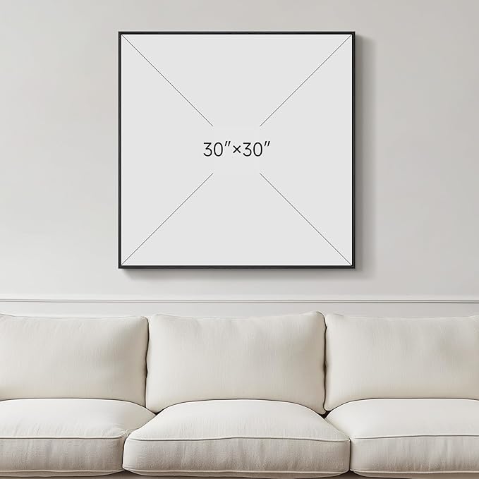 Large Framed Navy Blue Abstract Wall Art for Living Room, Modern Canvas Prints Paintings Artwork for Walls, Minimalist Blue Pictures for Hallway, Bedroom, Office Wall Decor -30x30 In