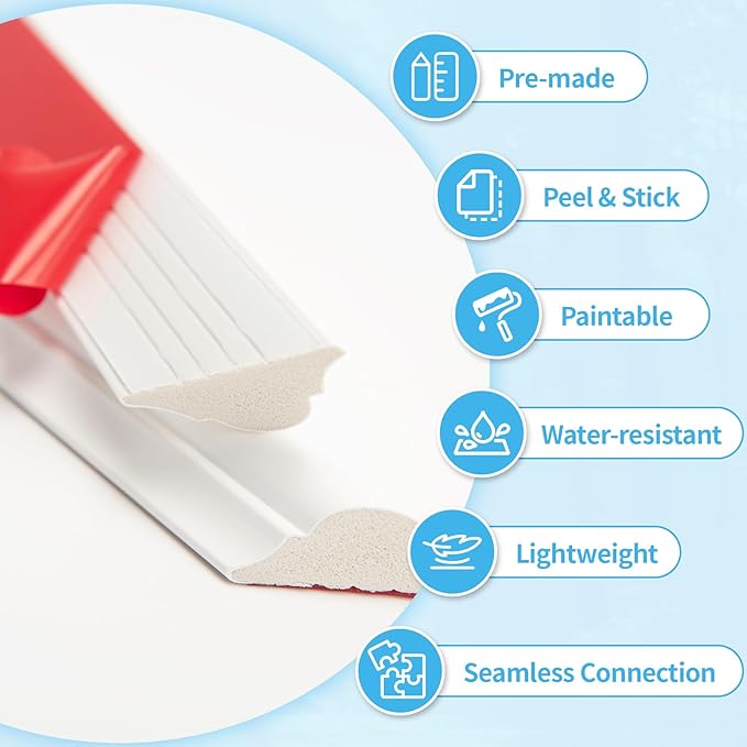 Art3d Premade Peel and Stick Door Moulding Trim Kit, Self-Adhesive Paintable Wainscoting Panels for Frame Decor & Wall Accents, 1 Set-2 Frames