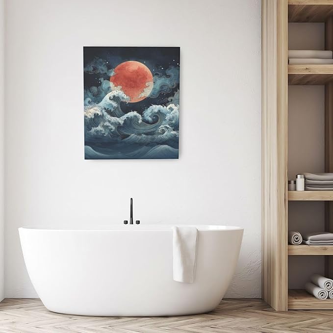 Japanese Wall Art The Great Wave Pictures Wall Decor Japanese Chinese China Sea Waves Canvas Prints Painting Asian Oriental Aesthetic Landscape Artwork Decorations for Bathroom Living Room Bedroom Kitchen Dining Room 20”X24”