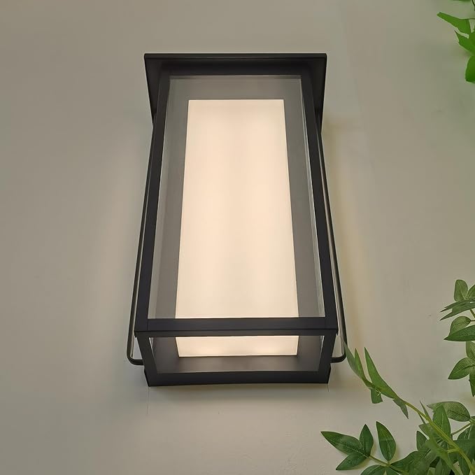 24" Ht Modern Oversized Outdoor Super Bright Wall Sconce with Built-in 2x20W LED Covered by Milky White Acrylic and Clear Glass, Suitable for Big House, Extra High Walls and Gates.