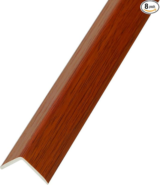 OUZUGIE 8-Pack 57 Inches, WPC Slat Wall Panel Trim,Corner Guard for High Grille (Teak)