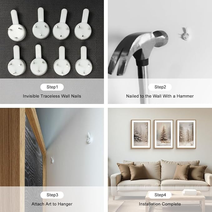 Aryroi Winter Snowy Forest Landscape Framed Canvas Wall Art Set,Modern Woodland Frosty Scenery Wall Decor,Nature Snow Covered Pine Tree Botanical Artwork for Living Room, Bedroom,Farmhouse- 16"x24"x3