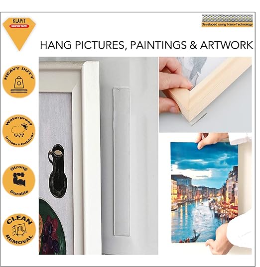 KLAPiT Super Tape Double Sided Heavy Duty Mounting with Enhanced NanoTechnology Holds upto 350lbs/1.27lb per Inch for Home, office, kitchen bathroom works on Walls, Wood, Metal, Glass, Ceramic [23 Ft]