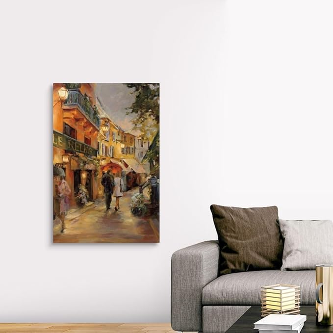 CANVAS ON DEMAND Evening in Paris Canvas Wall Art Print by Marilyn Hageman, Traditional, Home Decor, Street Scene Artwork, Nature Artwork, 32" x48in