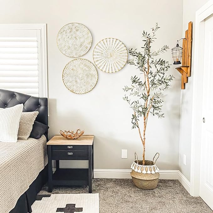 Briful 12" Wall Décor Pack of 3 Metal White Washed Starbursts Radial Plate Wall Art Modern Accent Hanging Wall Decorations For Home Office Bedroom Or Living Room Wall Sculptures