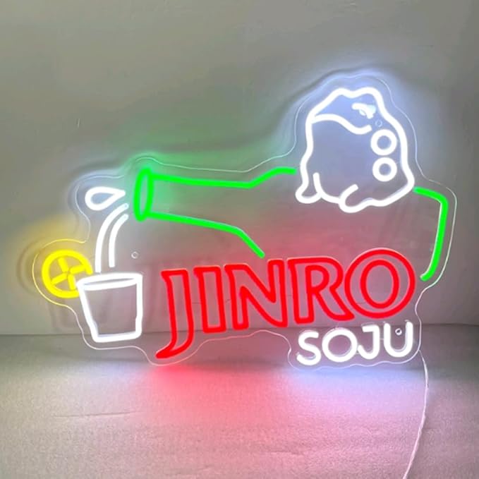 Jinro Soju Neon Light| Soju Neon Sign| Korean Wall Decor| Home Bar Neon Sign Size:H13 xW20inches
