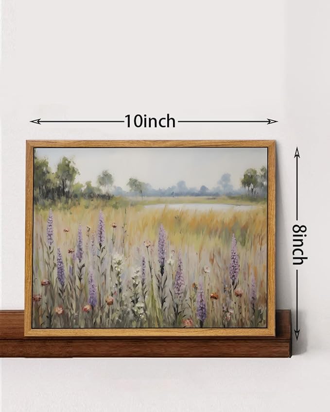 KISSFOX Vintage Landscape Canvas Wall Art Nature Wildflower Field Scenery Prints Country Painting Picture Decor Artwork Rustic Farmhouse Gallery Office Living Room Bedroom Bathroom