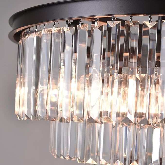 Modern Crystal Chandelier - Luxury 5-Tier Contemporary Pendant Ceiling Lamp Fixture for Dining Room, Living Room, Hotel - Oil Rubbed Bronze Finish