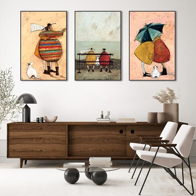 Aesthetic Abstract Canvas Framed Wall Art Large Size 24" X 16" X 3 Pieces Modern Art Natural Minimalist Posters Prints Living Room Bedroom Bathroom Kitchen Office Wall Decor (Grey)