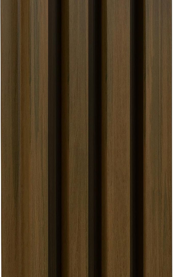 mondaria Wood Slat Wall Panel for Wall Décor, 3D Wood Plastic Composite Decorative Paneling for Outdoor Accent Wall Decor - 96 x 6.3 Inch (10 PCS, Brown)