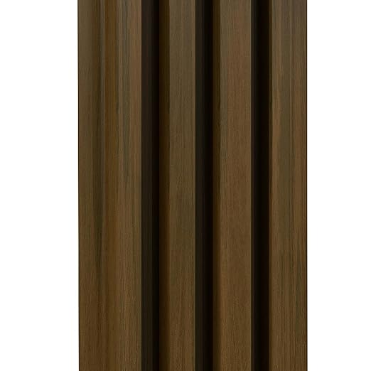 3D Faux Wood Wall Panels for Exterior – Waterproof WPC Decorative Siding Slat Covering, Outdoor UV 8 FT (L) x 0.53 FT(H) Resistant Wall Decor, Easy Install Design (Brown, Pack of 10 Piece)