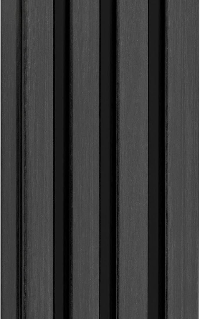 mondaria Wood Slat Wall Panel for Wall Décor, 3D Wood Plastic Composite Decorative Paneling for Outdoor Accent Wall Decor - 96 x 6.3 Inch (10 PCS, Black)