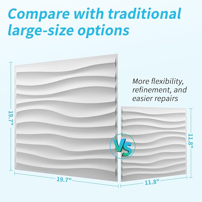 Art3d 20 Pack Decorative 3D Wall Panels, 19 Sq.Feet PVC Interior Wall Décor, 11.8"x11.8", White