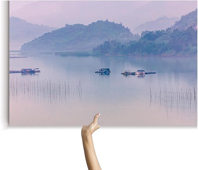 Oriental Beauty: Stunning Feng Shui Landscape Wall Art Prints for Home Decor in 3 Sizes (Misty Reflections: Serenity on a Mountain Lake, 20" x 30")