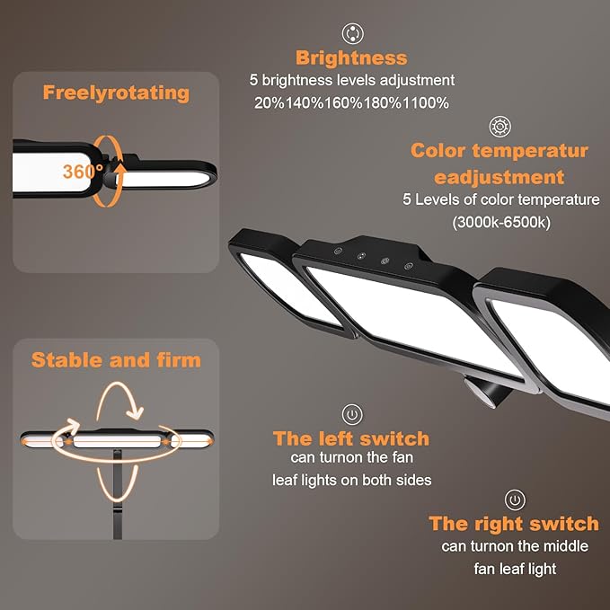 LED Desk Lamp with Clamp,Adjustable Swing Arm Desk Lamps for Home Office,Dimmable Tempering Eye Care Light Bright Modern Led Table Lamp