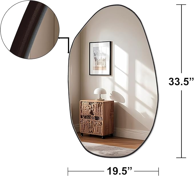 BOMINICA Irregular Wall Mirror Asymmetrical Mirror for Bathroom Living Room Entryway Bedroom, 19.5" x 33.5"