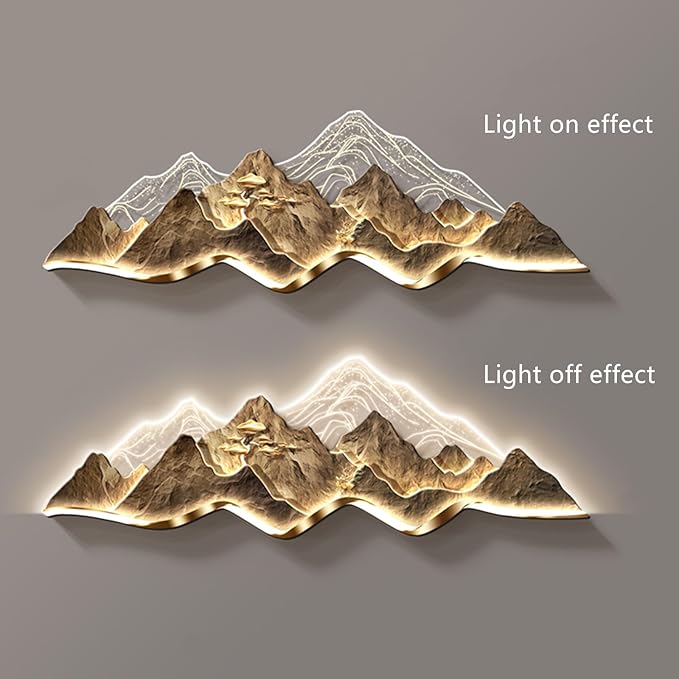 Large 3D Wall Art Decor ,Living Room Hanging Mural,Modern Wall Art, Handmade Wall Sculpture with Lighting Strip Oriental Decor, Traditional Chinese Welcoming Wall Hanging Painting Home Decor(A,120*40c