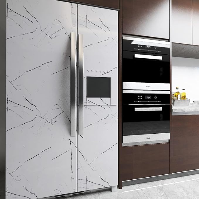 48x354inch Extra Wide Black White Marble Wallpaper Peel Stick Glossy Thick Self-Adhesive Furniture Sticker Granite Look Contact Paper Vinyl Wall Sticker Waterproof Heat-Resistant Counter Top Covers