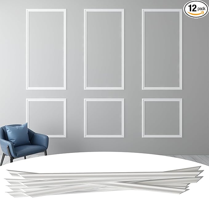 OUZUGIE Peel and Stick Wall Molding Kit Pre-Cut Wainscoting Panels for Easy DIY Interior Wall Decor & Accent Walls