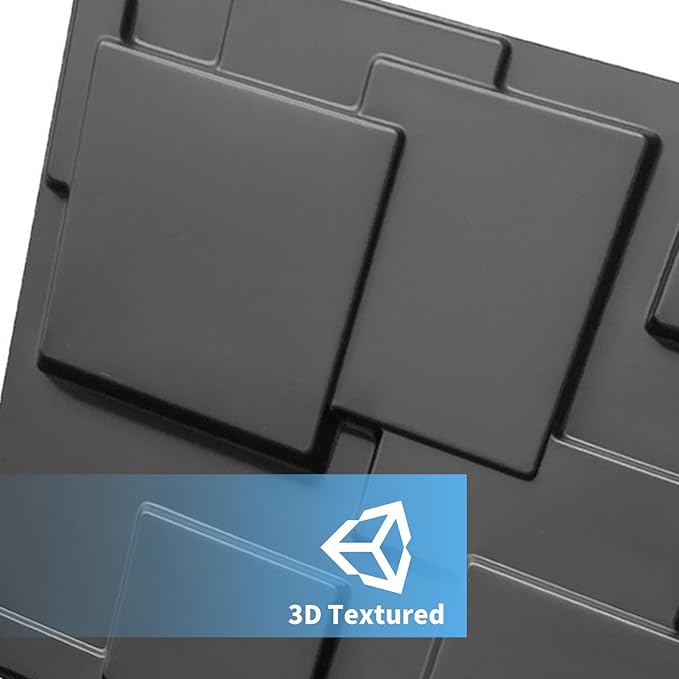 Art3d 19.7" x 19.7" (Pack Of 12) Wall Panel City, Black