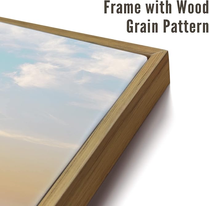 Canvas Wall Art Beach Picture: Large Coastal Sunset Scene Framed Artwork Sea Ocean Seascape Painting Seaside Rocky Seashore for Home Living Room Office Decor 48 x 32 Inch