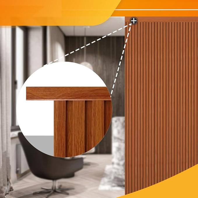 OUZUGIE 8-Pack 57 Inches, WPC Slat Wall Panel Trim,Corner Guard for Low Grille (Teak)