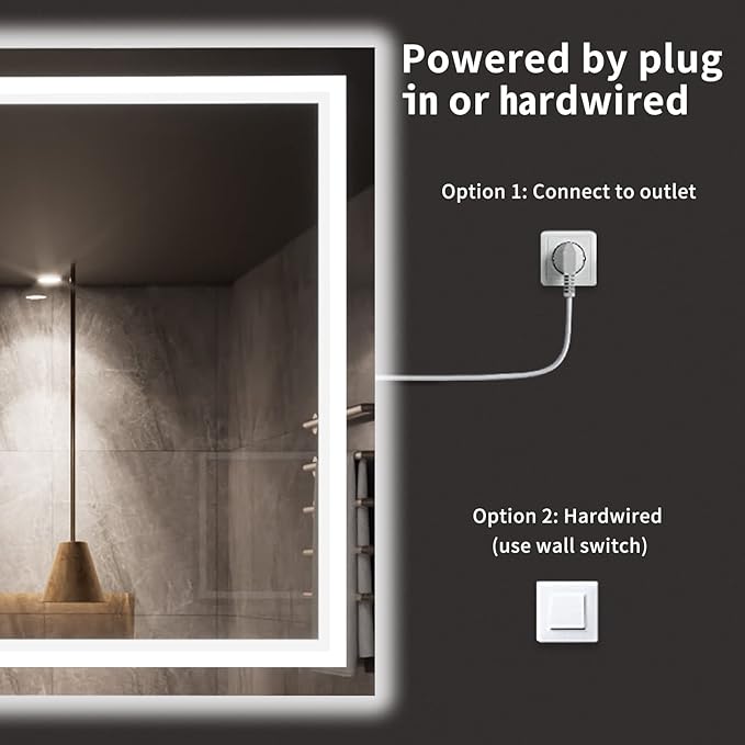 LOAAO 72X40 LED Bathroom Mirror with Lights, Anti-Fog, Dimmable, Backlit + Front Lit, Lighted Bathroom Vanity Mirror for Wall, Memory Function, Tempered Glass, ETL Listed