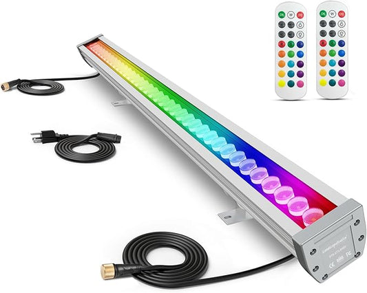 Linkable LED Wall Washer Light with RF Remote, 144W 5700K+RGB Color Changing Linear Light Bar, 120V 40" Dimmable Wall Washing Lights for Buildings, Shops, Hotels, Churches, Restaurants, ETL Listed