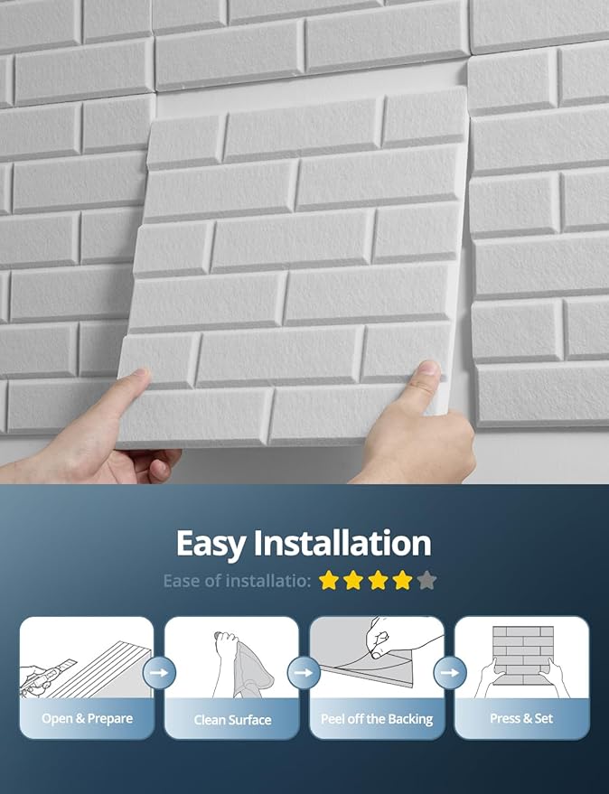 Acoustic Wall Panels, Brick Pattern Peel and Stick Sound Absorbing Panel for Ceiling, Door, Pared, 12 Pack 12"x12"x0.4", Beige Decorative Self Adhesive Wall Tiles for Recording Studio, Room