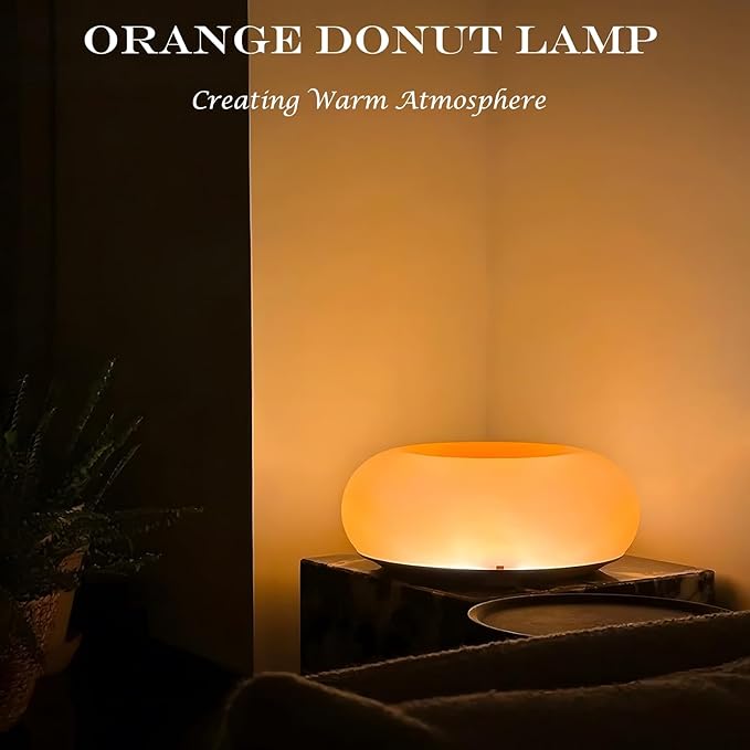 Creative Design Atmosphere Donut Lamp, Plug- in Bedsided Wall Sconce Or Ambient Lighting, Modern Orange Donut Light for Warm Decoration,Cute Table Light for Children's Room Or Living Room