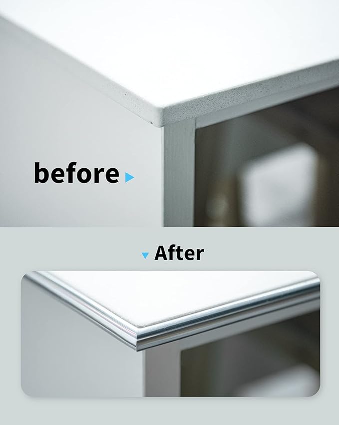 Art3d 25 Ft Peel and Stick Trim for Backsplash Tile Edge, Self-Adhesive Liner for Corner Decor in Stainless Steel