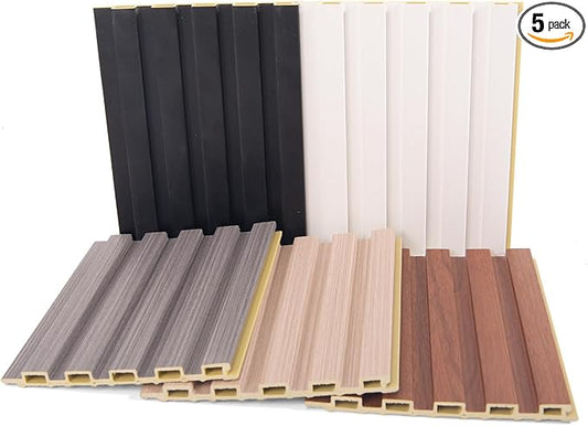 Art3d Slat Wall Panels, WPC Soundproof 3D Wall Paneling for Interior Wall Decor, TV Background, Samples 5-Pack 6 x 6 in.