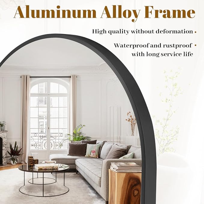 26x38 Arch Wall Mirror, Black Bathroom Mirrors for Over Sink, Metal Frame Wall Decor for Entryway, Bedroom, Living Room