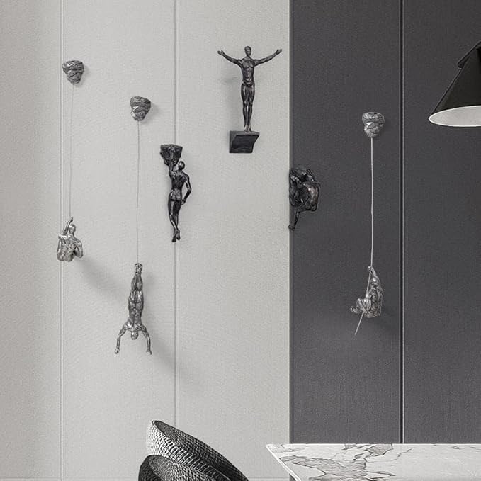 Climbing Men Wall Art Decor Sculpture,Nordic Modern Simplicity Decorative Wall Art, Climbing Man Sculptures,Home & Office Climber Gifts(Stone)