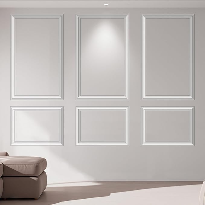 Art3dwallpanels Pre-Cut Wall Molding Set of 6 pcs, Ready-to-Assemble Wainscoting Panels for Interior Wall Décor Living Room Bedroom Accent Wall - Installed with Glue, 3 Top 3 Bottom