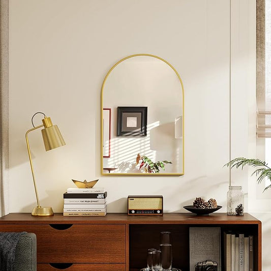 16x24 Arch Wall Mirror, Gold Bathroom Mirrors for Over Sink, Metal Frame Wall Decor for Entryway, Bedroom, Living Room