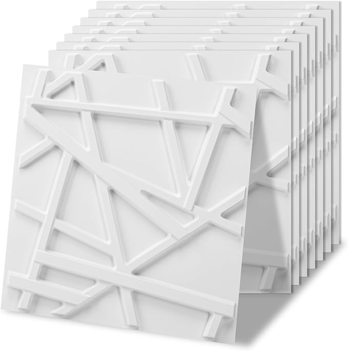 Art3d 20 Pack Decorative 3D Wall Panels, 19 Sq.Feet PVC Interior Wall Décor, 11.8"x11.8", White