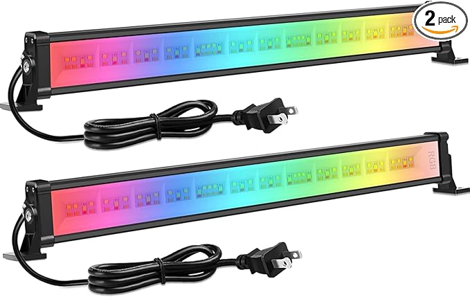MEIKEE RGB Wall Washer Lights, 42W RGBCW Smart APP Waterproof LED Light Bar, Dimmable Flood Lights for Church Wedding Birthday Party Stage Lighting Christmas Decoration 2 Pack