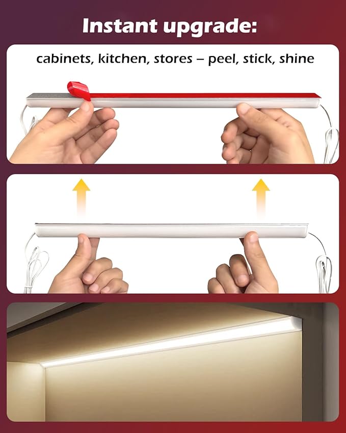 Cefrank Under Cabinet LED Light Bars, 8pcs 12" V-Shape, 16Watt 1600Lumens, Warm White (3000K)