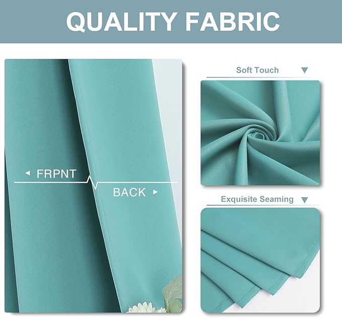 ChrisDowa Blackout Curtains 63 inches Long for Bedroom - Grommet Thermal Insulated Room Darkening Curtains for Living Room (1 Panel, Aqua, 42 x 63 Inch)