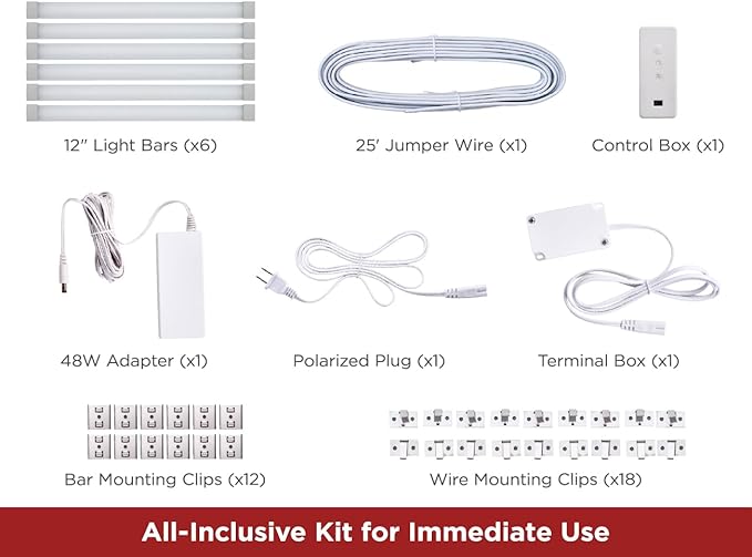 Black+Decker Professional Push Wire® Matter Certified Smart Under Cabinet Lighting Kit, Adjustable White and RGB LEDs, Works with Alexa, Apple Home, Google Home, (6) 12" Bars