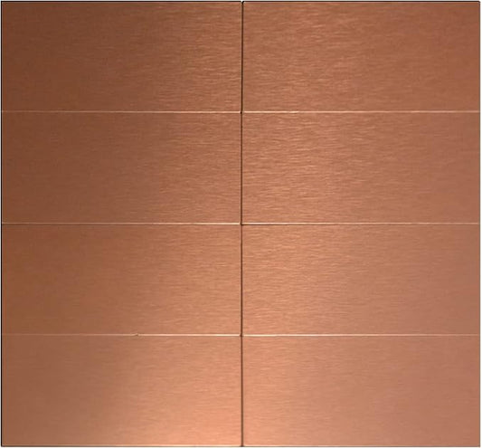 Aluminum Peel and Stick Backsplash Panels - 3"x6" Brushed Copper Kitchen Wall Decor, 80-Pack (Copper Color)