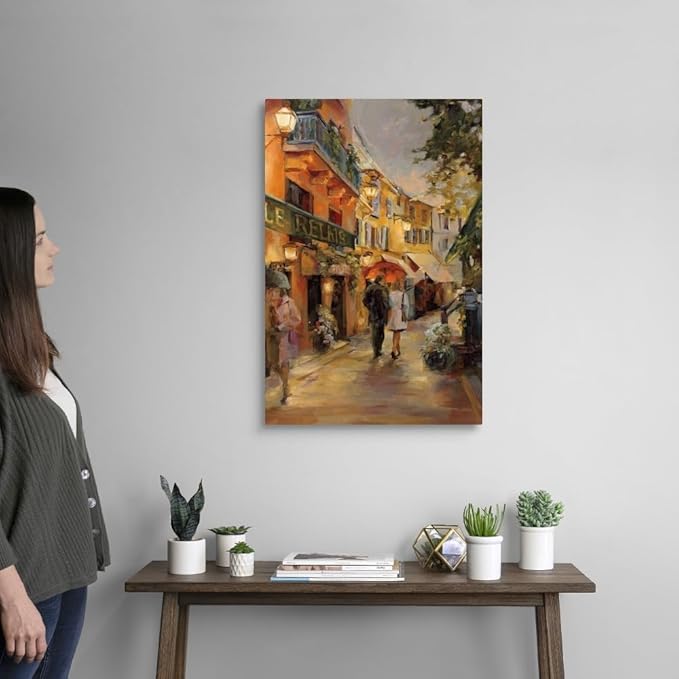 CANVAS ON DEMAND Evening in Paris Canvas Wall Art Print by Marilyn Hageman, Traditional, Home Decor, Street Scene Artwork, Nature Artwork, 20" x30in