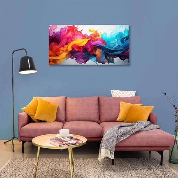 BYXART Abstract Canvas Wall Art for Living Room Colorful Artwork For Bedroom Fantasy Painting Multicolor Prints Picture for Bathroom Home Office Decoration 40L x 20W