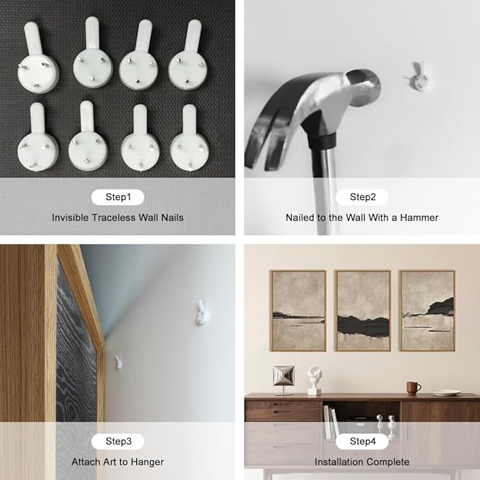 Large Abstract Black and Tan Framed Canvas Wall Art,Vintage Minimalist Wall Decor,Neutral Brush Stroke Artwork,Modern Textured Art Print for Living Room,Bedroom,Office- 16"x24"x3