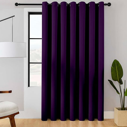 ChrisDowa Room Divider Curtain 90 Inches Long, Wide Blackout Sliding Door Curtain for Bedroom, Room Darkening Privacy Window Curtain for Patio Door (1 Panel Set, Royal Purple, 100 x 90 Inch)