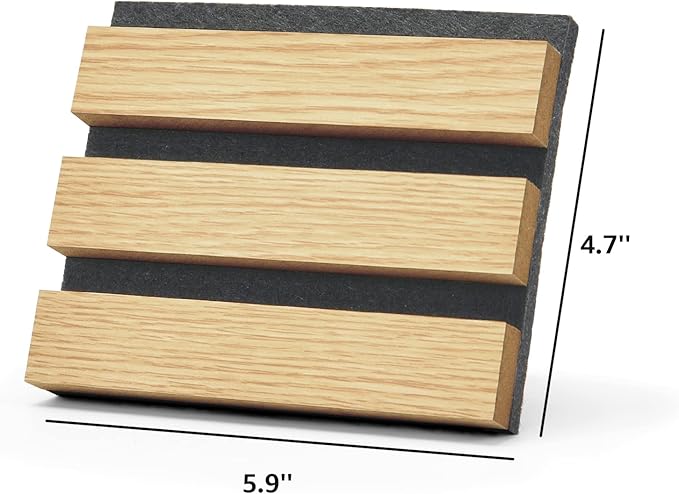 Art3d Wood Slat Acoustic Panels for Stylish Decor and Noise Reduction, 3D Textured Panel for Ceiling and Wall, Samples Pack