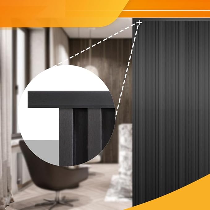 OUZUGIE 8-Pack 57 Inches, WPC Slat Wall Panel Trim,Corner Guard for High Grille (Black)