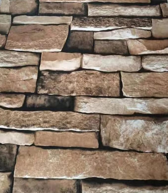 787" Length x 17.7" Width Stone Wallpaper Self-Adhesive Peel and Stick-on Faux Contact Paper Decorative Backsplash Removable Brick Interior Wall Decor Panel for Kitchen Cabinets Bathroom Room