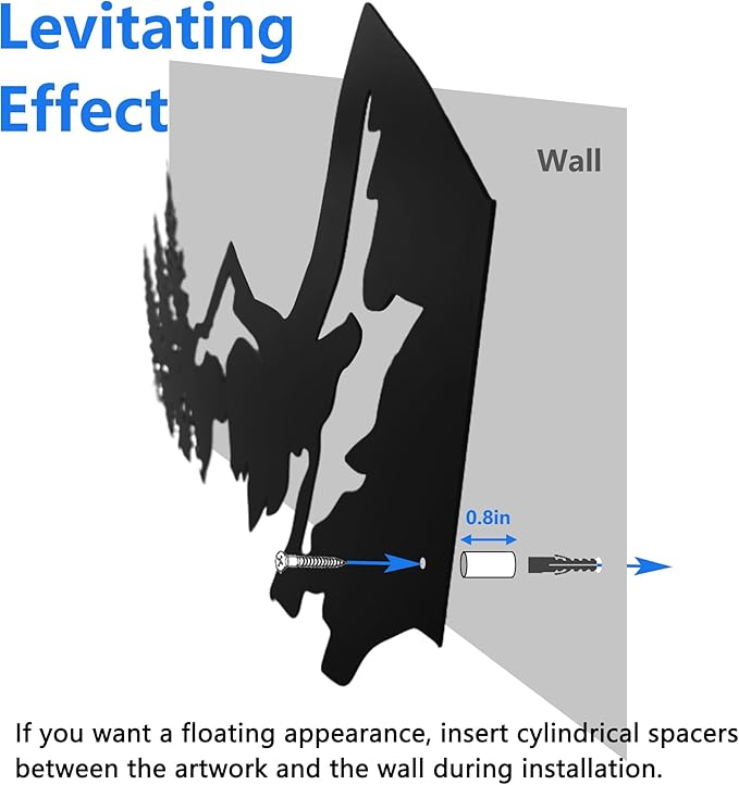 Metal Mountain Wall Art 40" x 32", Mountain Wall Decor, Art Wall Hangings for Living Room, Bedroom, Black, 40 Inch Long